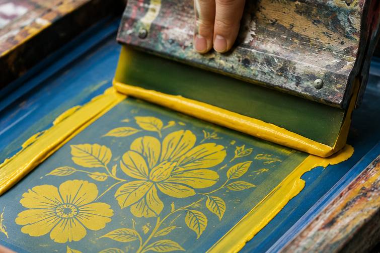 Screen printing and woodcut printing process