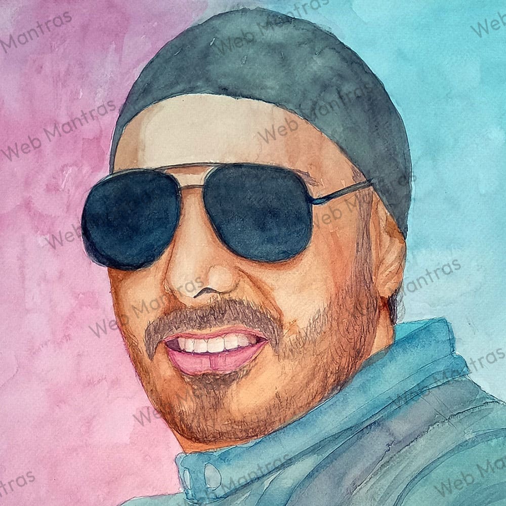 Bollywood Singer Sukhbir Singh Watercolor Painting - Image 2