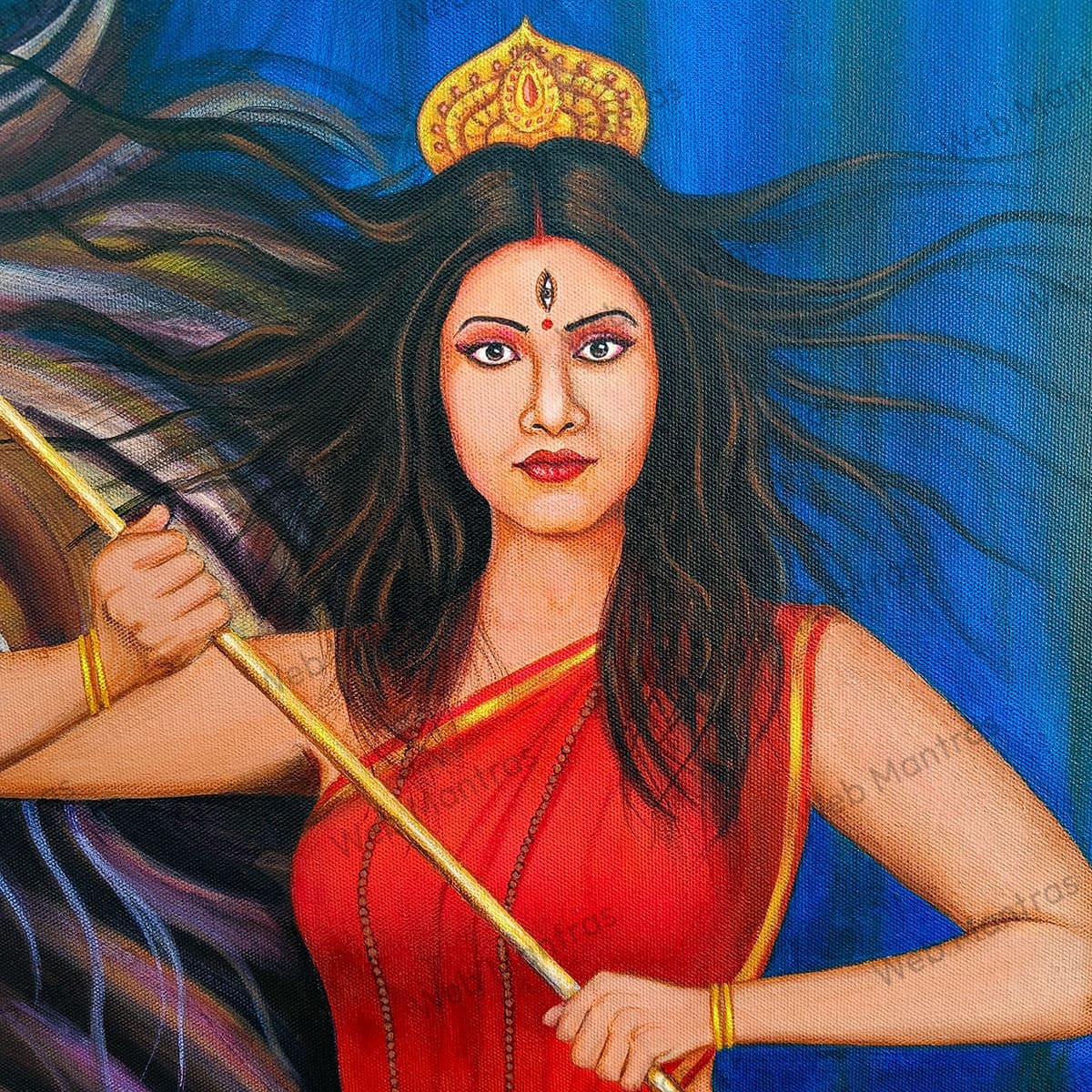 Majestic Durga with Noble Lion Painting - Image 2