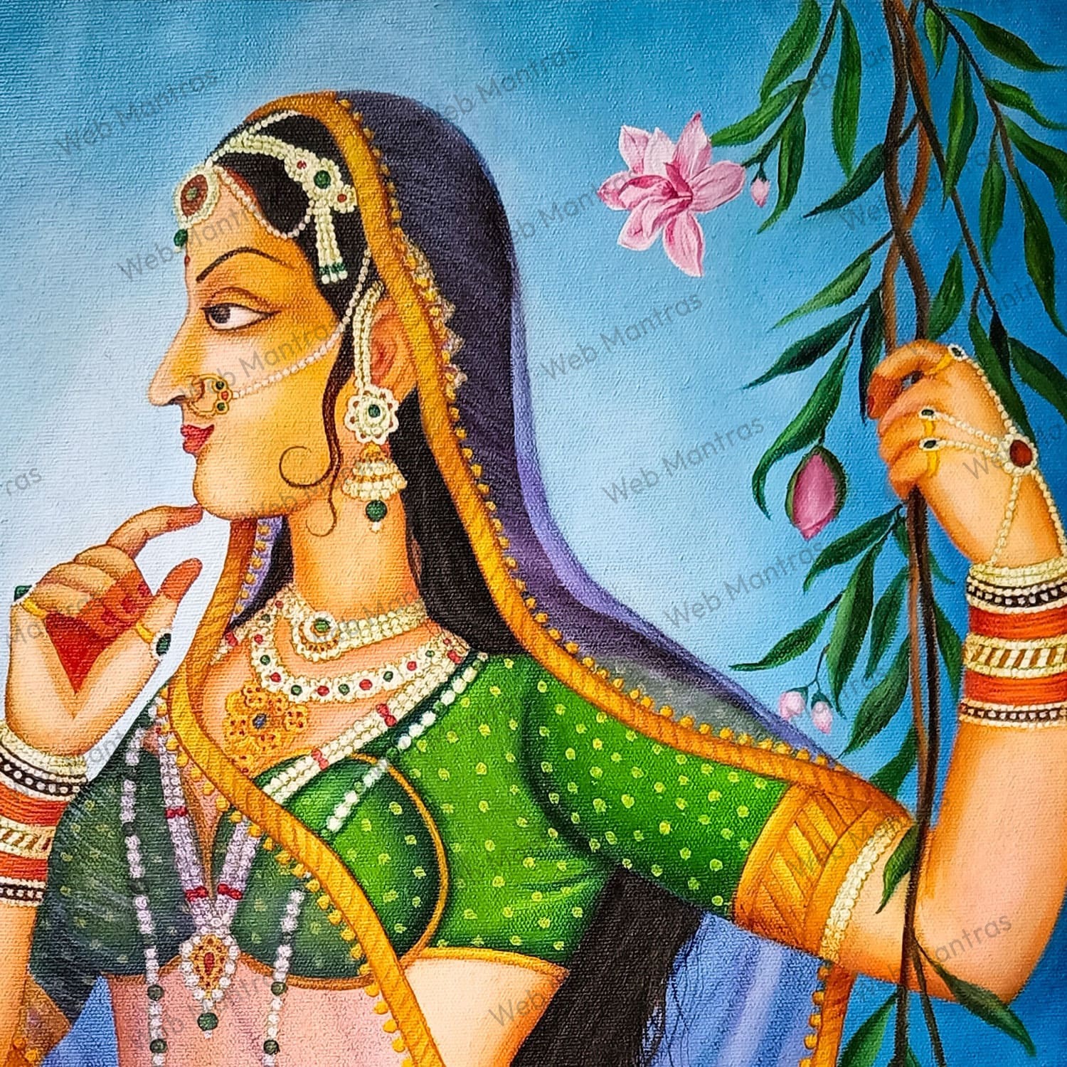 Bani Thani Painting Handmade Oil Painting on Canvas - Image 2