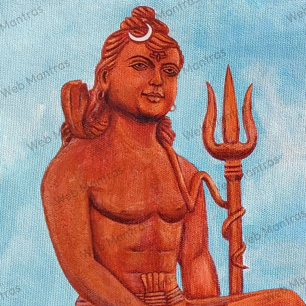 Lord Shiva Vishwas Swaroopam Statue & Baba Hansraj Raghuwanshi Acrylic Color Painting - Image 3